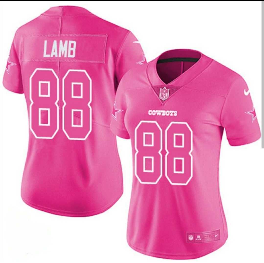 Women%27s Dallas Cowboys #88 CeeDee Lamb Pink Limited Stitched NFL Jersey Dzhi
